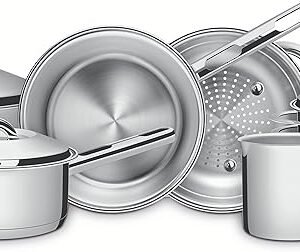 Jogo de Panelas Tramontina Solar em Aço Inox com Fundo Triplo e Tampas de Inox 6 Peças